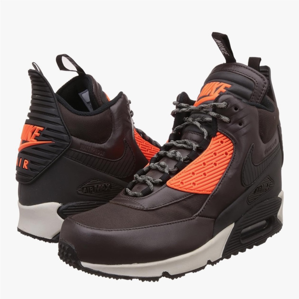 Nike Air Max 90 Sneakerboot WNTR Velvet Brown Hyper Crimson Size 13
